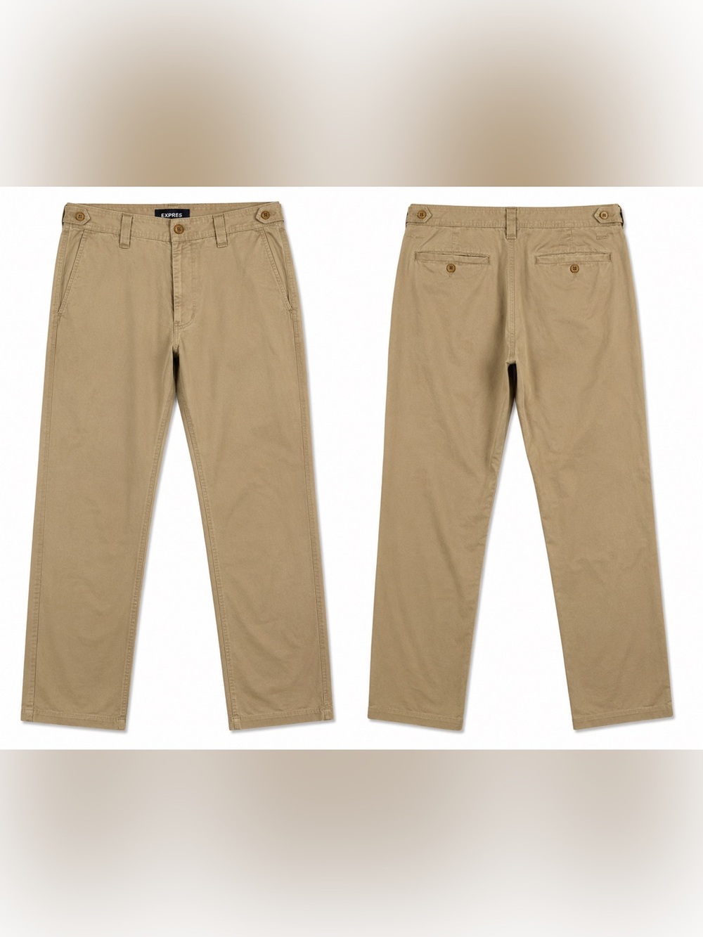 Express Men’s Khaki Chino Pants 33x32 Tan Straight Leg Casual Cotton